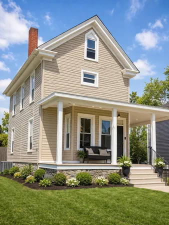 a view of a house with a yard and plants