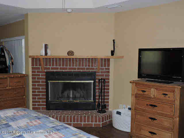 1156 Arlanie Road Brooksville, FL 34604 - Photo 16 of 27 a living room with furniture a flat screen tv and a fireplace