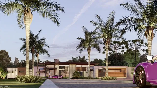 a front view of a house with porch and garden