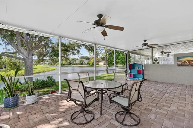 a living room with patio area