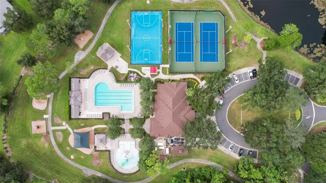 an aerial view of a house