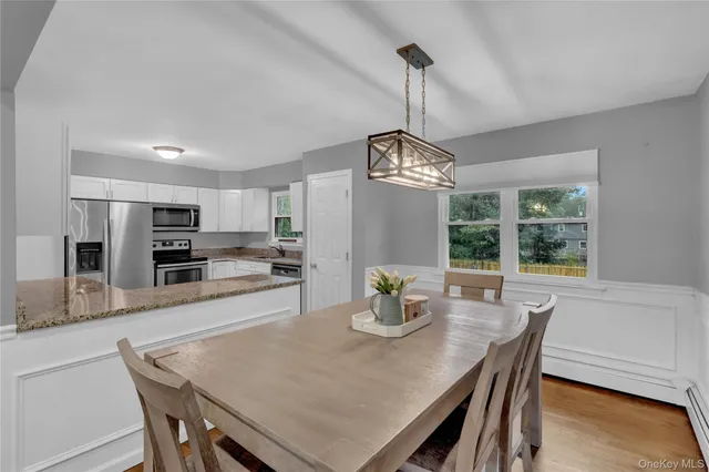 a view of a dining room and livingroom view