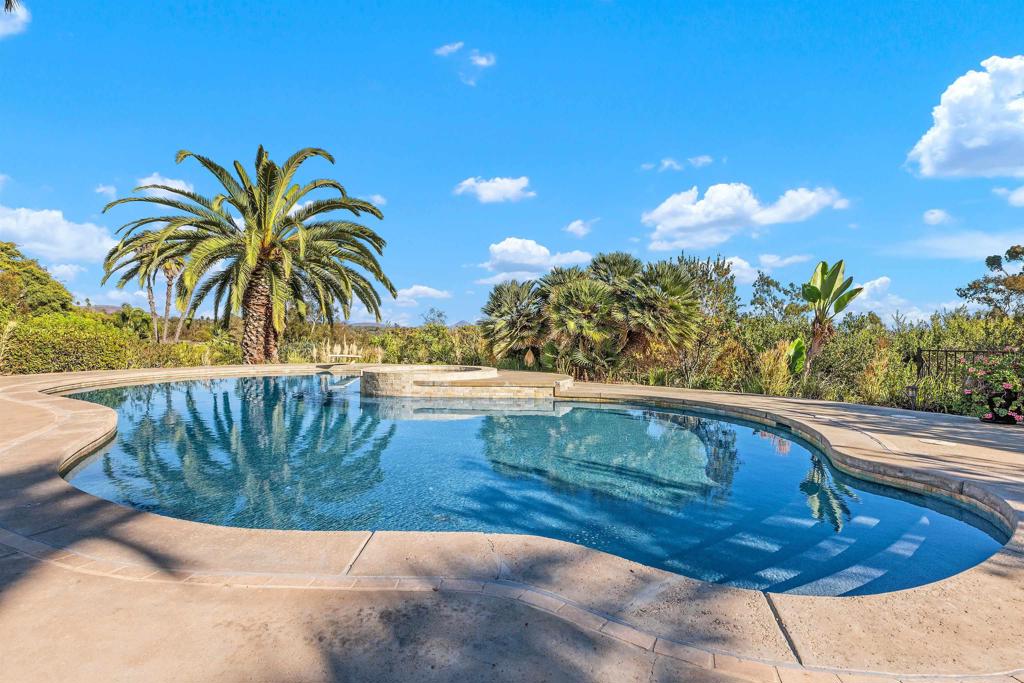 16346 Via Del Alba Rancho Santa Fe, CA 92067 - Photo 27 of 34 a view of a swimming pool with a patio and a yard