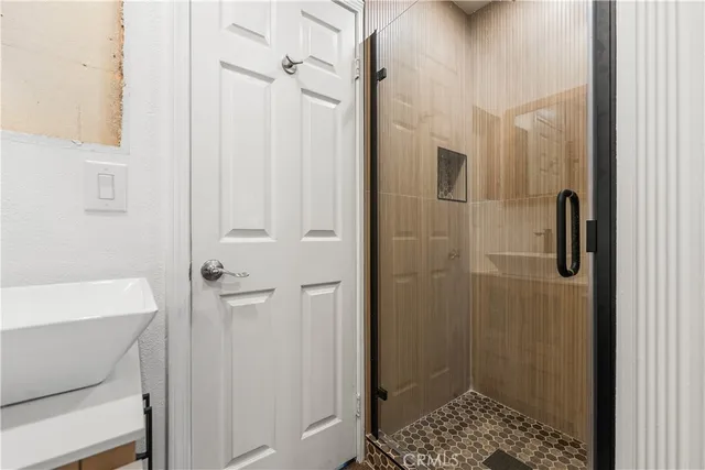 a bathroom with a shower