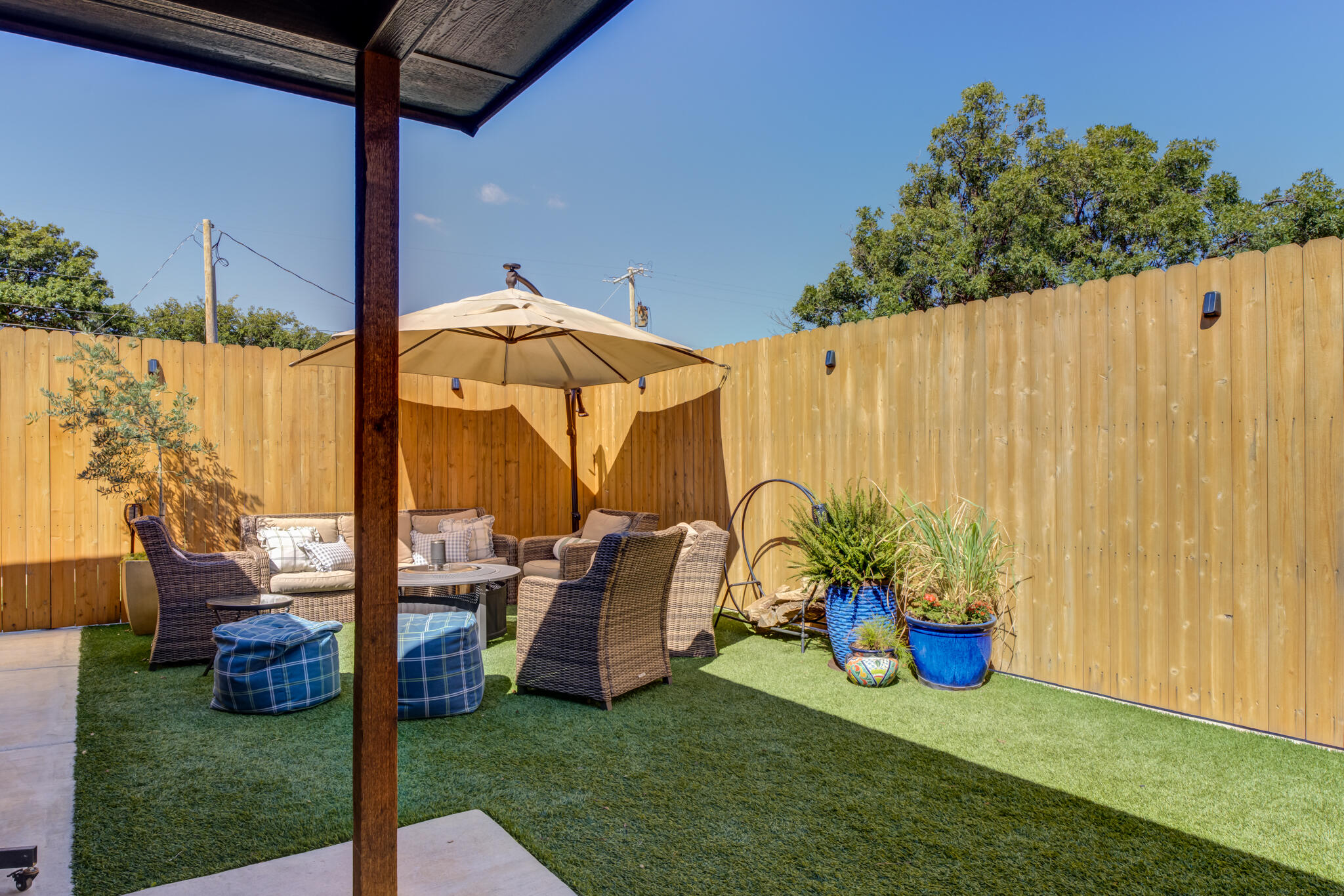 804 2nd Street Abernathy, TX 79311 - Photo 35 of 40 a backyard of a house with table and chairs