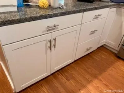 a close view of a refrigerator in the kitchen