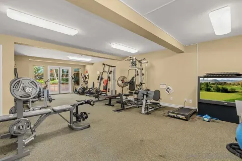 a view of a room with gym equipment