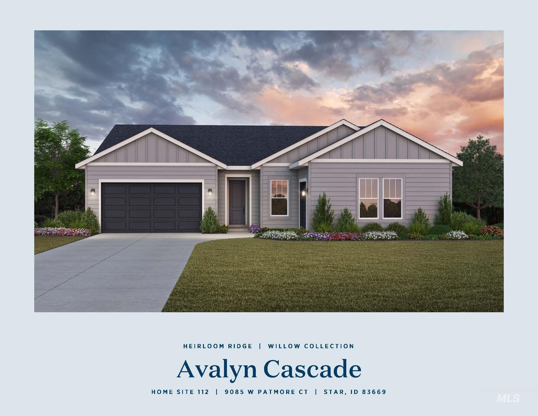 9085 West Patmore Court Star, ID 83669 - Photo 32 of 40 View of front of house featuring board and batten siding, an attached garage, a yard, concrete driveway, and a shingled roof