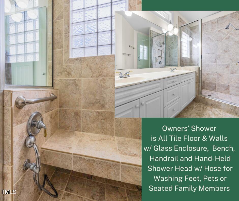 6328 Nowell Pointe Drive Raleigh, NC 27607 - Photo 29 of 56 Owners Shower with NOTE