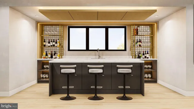 a kitchen with a sink and a wooden cabinets