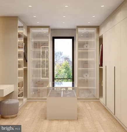 a large white room with a large window