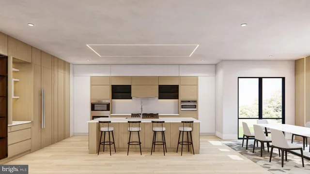 a view of a dining room with furniture and window