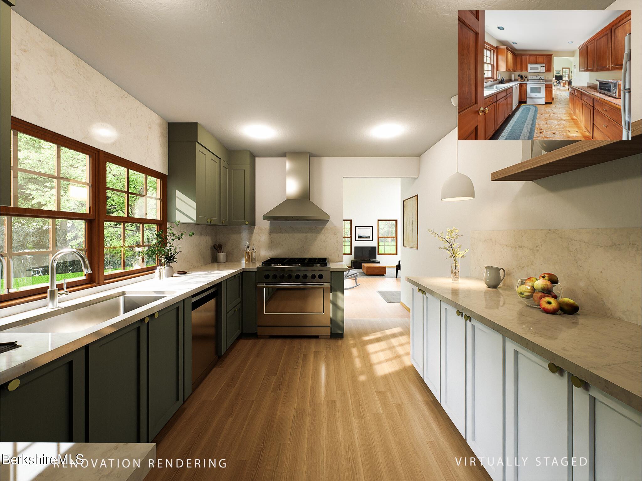 2205 County Rte 5 Canaan, NY 12029 - Photo 7 of 45 a kitchen with lots of counter top space and wooden floor