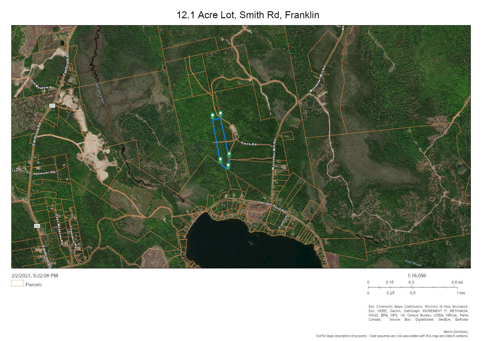 Tbd Smith Road Franklin, ME 04634 - Photo 1 of 11 Aerial with Tax Map Overlay