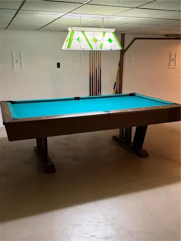 a room with a table and a chair