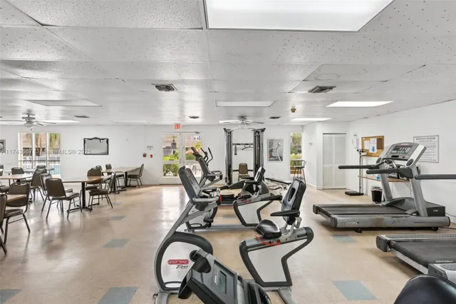 a view of a room with gym equipment
