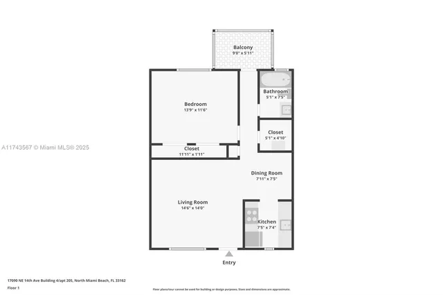 $60,000 | 17090 Northeast 14th Avenue, Unit 205, Miami, FL 33162