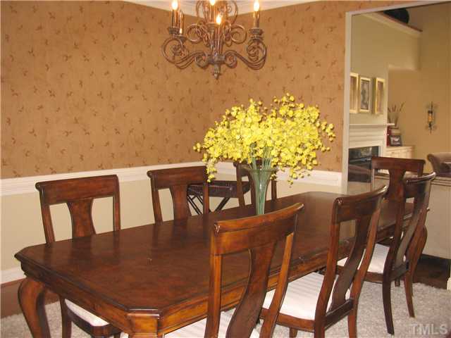 Architectural columns define the formal dining room.