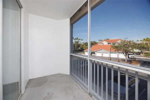 a view of a balcony with city view