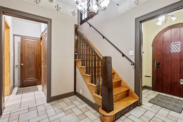 a view of an entryway with staircase