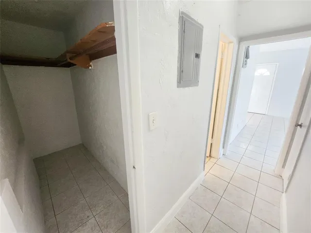 a view of an empty walk in closet