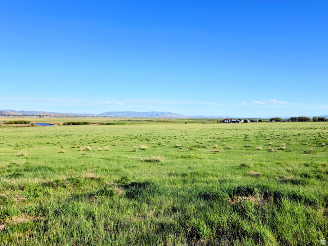 1894 Lower Bern Road, Unit 4 Bern, ID 83220 - Photo 2 of 7 Expansive green field under a clear blue sky, featuring distant mountains, scattered trees, and a small body of water