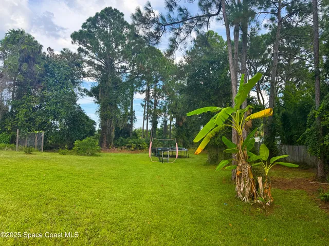 a backyard of a house with lots of green space