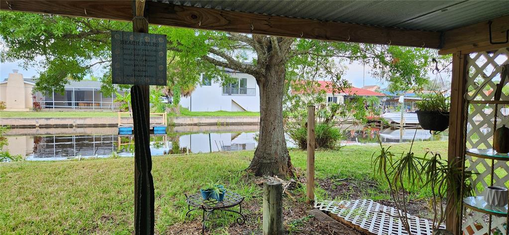 a view of backyard from a patio