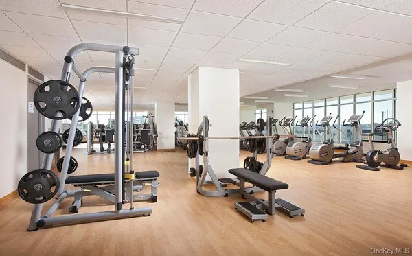 a view of a room with gym equipment