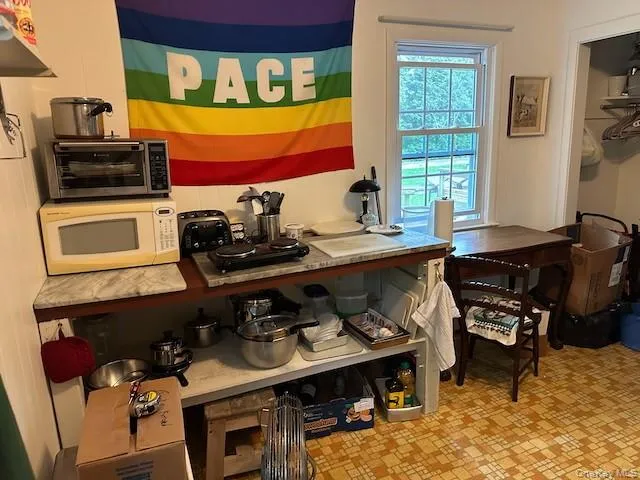 a kitchen with stainless steel appliances a stove a sink and a microwave