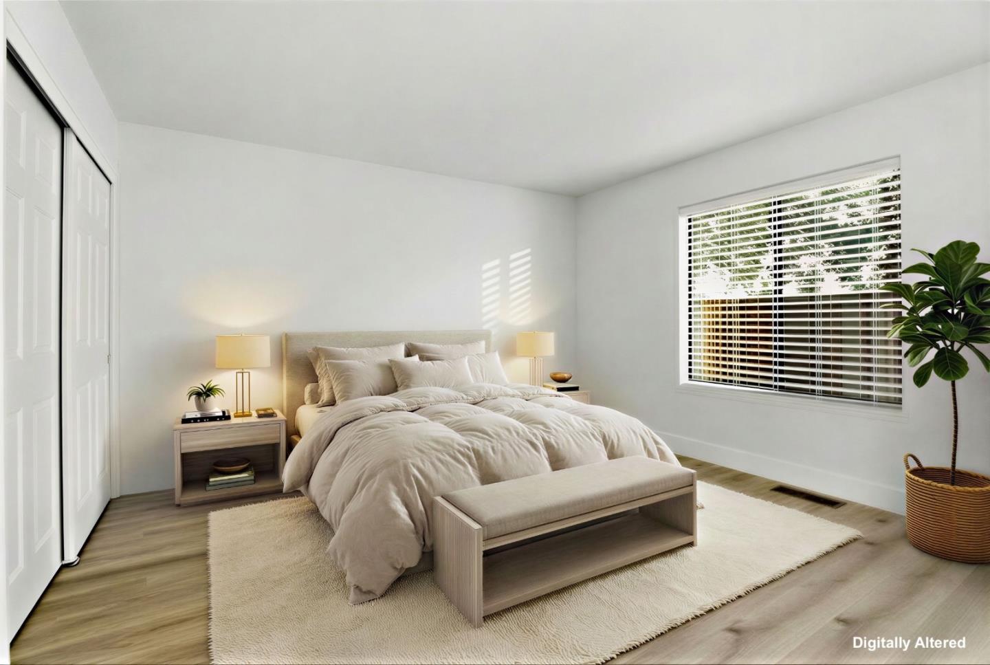 1555 Hecker Pass Road, Unit H102 Gilroy, CA 95020 - Photo 8 of 34 a spacious bedroom with a bed and wooden floor