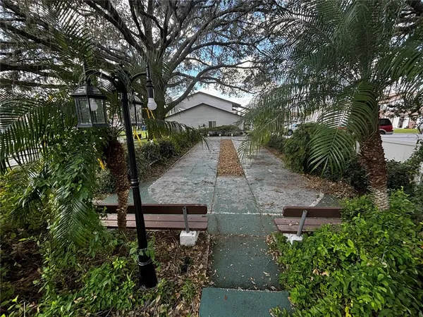 a view of a golf course with green space