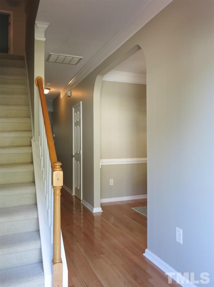 4629 Landover Crest Drive Raleigh, NC 27616 - Photo 3 of 25 Foyer offers a coat closet, hardwood floor & deep crown molding. Home has been UPDATED w/NEW A/C, NEW Water Heater, NEW neutral Stainmaster carpet & fresh paint! 9’ smooth ceilings & beautiful oak hardwd floors throughout the main level.