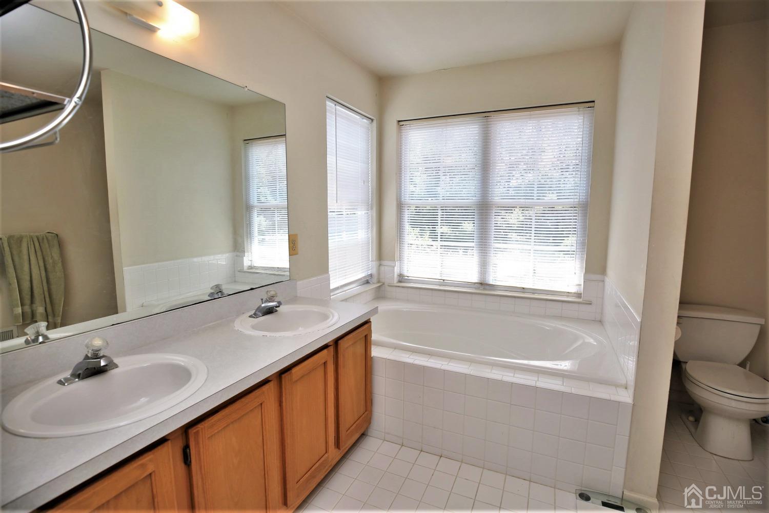 28 Lexington Road Monmouth Junction, NJ 08852 - Photo 33 of 55 a bathroom with a granite countertop sink and a bathtub