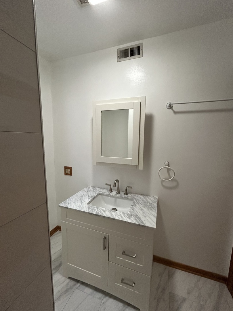 2624 West Walton Street, Unit 1 Chicago, IL 60622 - Photo 14 of 23 a bathroom with a double vanity sink and mirror