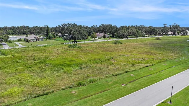 a view of a field with an ocean