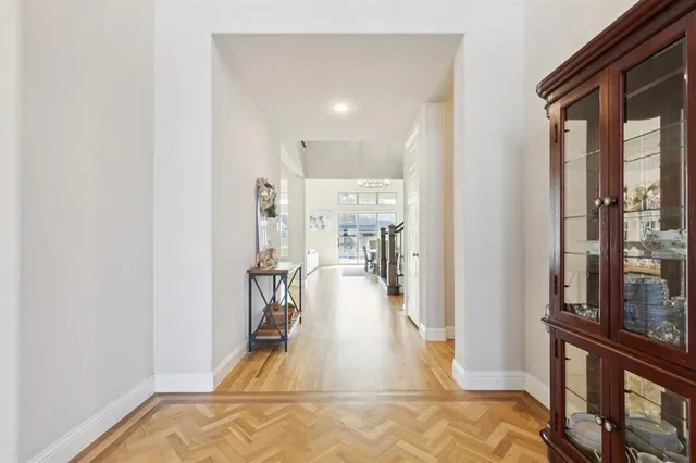 a view of a living room and bathroom