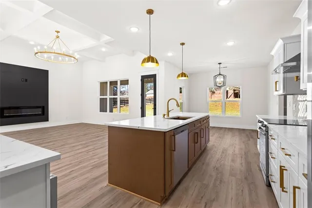 a bathroom with a bathtub and shower