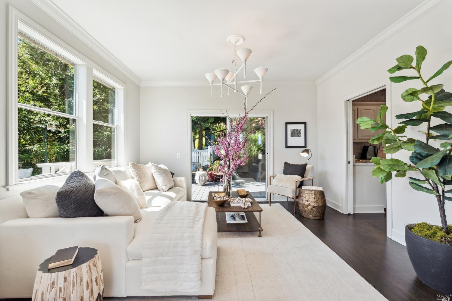 2 Spring Hill Circle Sausalito, CA 94965 - Photo 12 of 57 a living room with furniture potted plant and a window