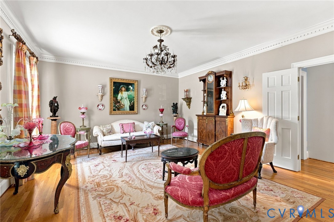 Hardwood flooring throughout, crown molding, chand