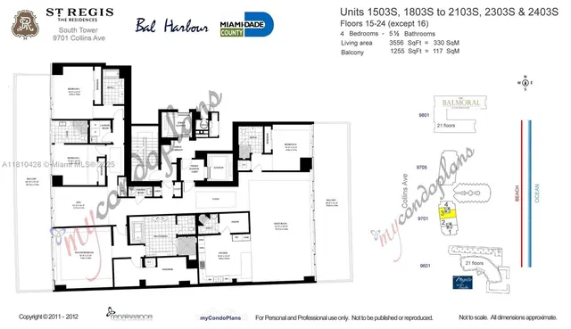$15,900,000 | 9701 Collins Avenue, Unit 2403S, Bal Harbour, FL 33154