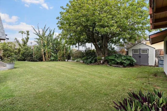 an outdoor space with garden view