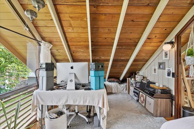 a bathroom with a sink and a shower curtain