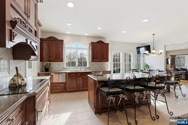 a kitchen with lots of counter top space