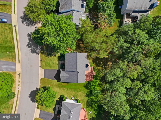 an aerial view of a garden