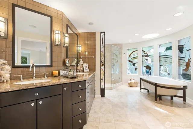 an empty room with shelves