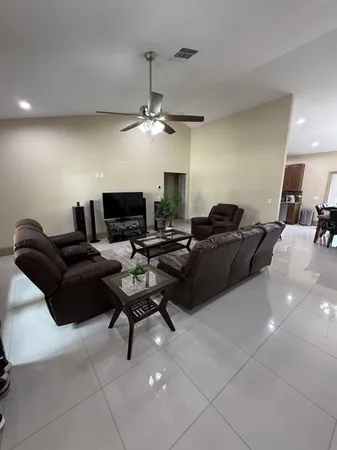 a living room with furniture
