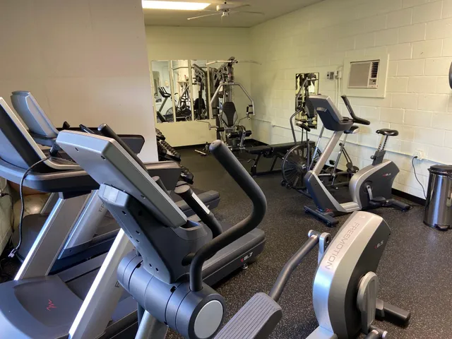 a view of a room with gym equipment