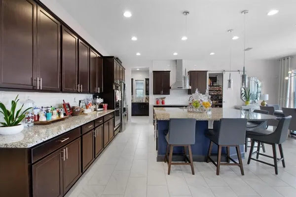 a kitchen with lots of counter top space