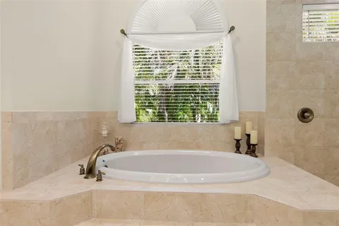 a view of a lake with a outdoor space